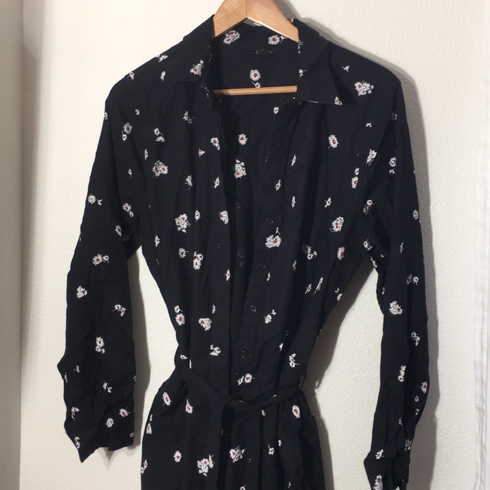 Lucky Brand jumpsuit with tiny white flower print